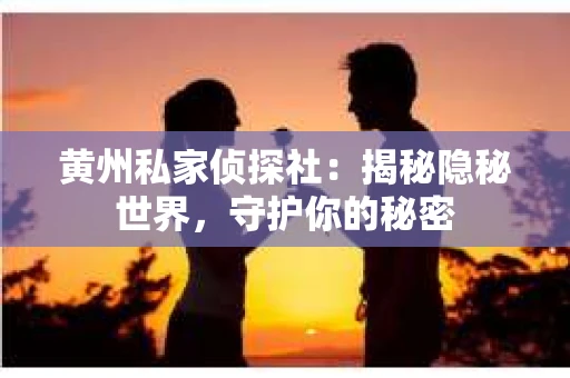 黄州私家侦探社：揭秘隐秘世界，守护你的秘密