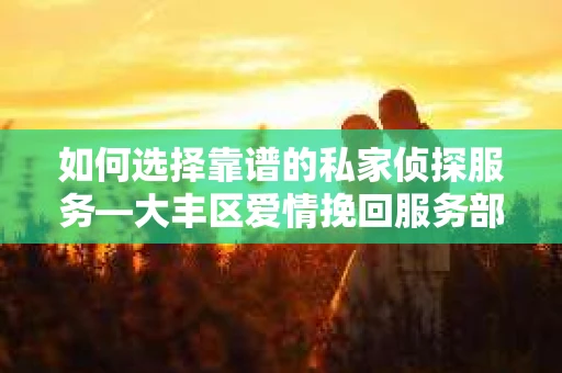 如何选择靠谱的私家侦探服务—大丰区爱情挽回服务部选择指南