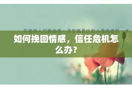 如何挽回情感，信任危机怎么办？